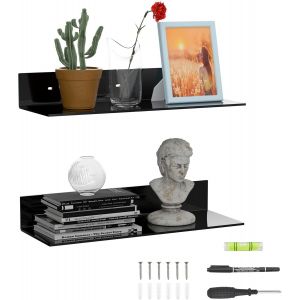 Cmwx-Lot De 2 Étagères Murales En Acrylique De 43 Cm Noir En Forme De L Pour Décoration Murale, Modèle, Bougie, Calendrier, Serviette, Tissu - Neuf