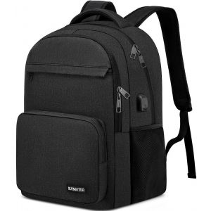 Noir Sac &Agrave; Dos Pour L'&eacute;cole Et Le Coll&egrave;ge, 17.3 Pouces Pochette De Portable, Compartiment Grand Sac Pour Les Adolescents, Les Hommes Et Les Femmes - Neuf