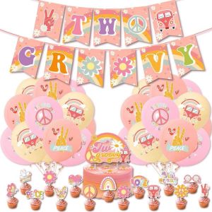 SJZG-Lot De 41 D&eacute;corations De F&ecirc;te Hippie Funky Y Compris Banni&egrave;res Hippie, Ballons, D&eacute;corations De Cupcakes, Boh&egrave;me - Neuf