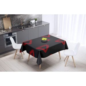 Sjzg-, Anti-Moisissure, S&eacute;chage Rapide, R&eacute;sistant Aux Taches, Lavable En Machine, 100% Polyester Nappe De Table, Rouge Noir, 140 X 140 Cm - Con&ccedil;u Et Fabriqu&eacute; En Turquie - Neuf