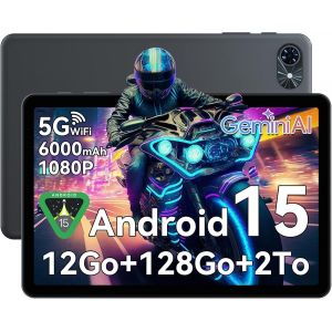 Tablette Tactile TABWEE T80 10.5" 1080P RAM 12Go ROM 128Go-SD 2To, Android 15 6000 mAh WiFi 5G Bluetooth 5.0,Gemini Google - Gris - Neuf
