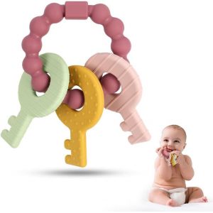 Jouet De Dentition Pour B&eacute;b&eacute;s,Anneau De Dentition En Silicone Pour B&eacute;b&eacute;,Sans Bpa,Accessoires D'allaitement Pour B&eacute;b&eacute;s De 3 Mois Et Plus,Jouets Sensoriels &Agrave; M&acirc;cher Molaires (Rose) - Neuf