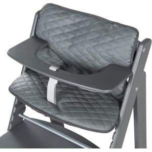 Coussin Chaise Haute Sit Up Luxe - Coussin D'assise Et De Dossier En 2 Parties Pour Chaises Hautes De La S&eacute;rie Sit Up Flex - R&eacute;ducteur De Si&egrave;ge Imperm&eacute;able - Design Graphite Matelass&eacute; - Neuf