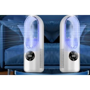Ventilateur USB sans pales avec humidificateur, climatiseur portable, 6 vitesses, fonctionnement silencieux - Neuf