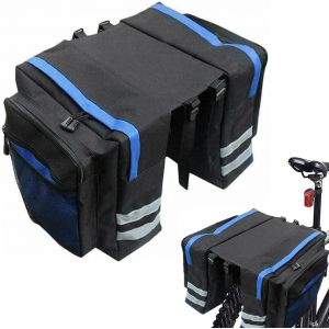 SUBZONAL-Sac Double de V&eacute;lo 30L - Sacoche Porte Bagages pour Si&egrave;ge Arri&egrave;re avec Rangement (Bleu) - Neuf