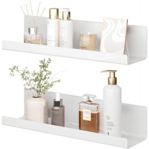 Etagere Murale Sans Percage Lot De 2 - Noir Acrylique Étagère Murale Pour Livres Et Photos, Étagère Sans Percer Pour Cuisine, Salle De Bain, Bureau, Salon (32 X 10 X 8 Cm) - Neuf