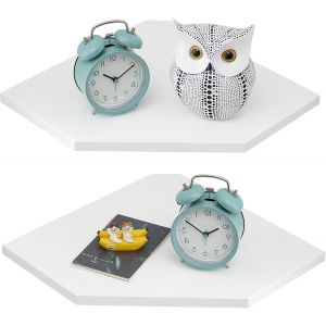 Cauc-Gieanoo Lot De 2 Étagères D'angle À Suspendre En Chêne Massif Blanc - Style Maison De Campagne - En Forme De Diamant - Avec Trou Pour Fil De Fer - Neuf