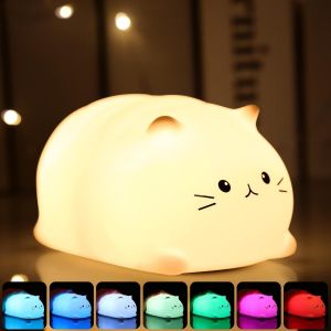 Veilleuse Enfant,7 Couleurs Veilleuse Chat,Veilleuse B&eacute;b&eacute; Lampe De Chevet Minuterie 3 Heure,Kawaii Veilleuse D&eacute;co Chambre &iquest;Cadeaux Et Surprises Pour Gar&ccedil;ons Et Filles - Neuf