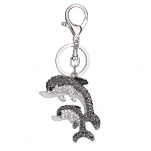 Strass Belle Dauphin Pendentif Mousqueton Alliage Sac Porte-Cl&eacute;s Porte-Cl&eacute;s Porte-Cl&eacute;s (Noir) - Neuf