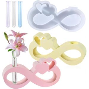 Moule Vase Resine Epoxy Tube &Agrave; Essai Vase Moule Silicone Moule En R&eacute;sine Pour Station De Propagation Pour Plantes Hydroponiques Et Fleurs La D&eacute;corationde Bureau &Agrave; Domicile (L'amour &Eacute;ternel) - Neuf