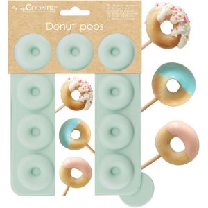 Ulteronixshop-Moule Silicone 12 Mini Donuts - Moule Sucettes Donut Pops - Apte Four & Cong&eacute;lateur - P&acirc;tisserie G&acirc;teau Enfant - Ustensile Souple - Recette Incluse - Vert D&iquest;Eau - 3188 - Neuf