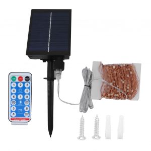 Hjlian Guirlande Lumineuse Solaire Decorative En Fil De Cuivre De 22 M, 200 Led, Telecommande, Pour Jardin Et Cour - Neuf