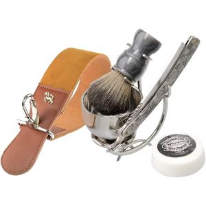Kit Rasoir Pour Gorge Coupée, Kit Rasoir À Main Libre 6 En 1 Set Pinceaux De Ra Pour Homme Support Et Bol En Acier Inoxydable Kit Traditionnel Pour Ra Humide - Neuf