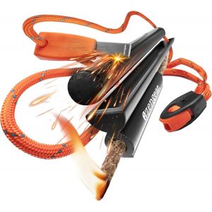 Eryi-Camping Bushcraft Flint Steel Pro Allume-Feu, Tige Ferro Xxl, Percuteur Hss, Corde À Mèche Amadou, Paracorde, Kit De Survie Extérieur Étanche - Neuf