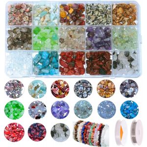 Perles Pierre Naturelles Pour Fabrication Bijoux,15 Couleurs Perles Cristal Irrégulières Pour Bracelets,Pierres Semi-Précieuses Pour Collier Boucle D'oreille Bijoux - Neuf