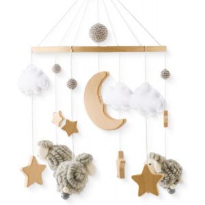 Promise Babe Baby Mobile Support Bois Design Ours, Lit B&eacute;b&eacute; Table &Agrave; Langer Bricolage Support Mobile R&eacute;glable En Hauteur Parc B&eacute;b&eacute; Support Mobile Tige Pour Suspension (Bear Holder) - Neuf