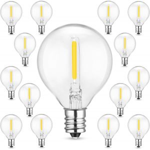 Kal-Ampoules De Led Remplacement G40, 15 Pcs E12 Ampoules En Verre Ampoules Globe G40 0.6w Globe Ampoule Extérieure Résistance À Leau Ip44 Blanc Chaud Pour La Fête À La Maison(Tension : 220-240 V) - Neuf