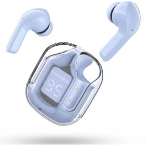 T6 Ecouteurs Bluetooth Sans Fil Sport, Oreillette Intra-Auriculaire Enc Réduction De Bruit, Son Hifi, Affichage De La Batterie, Contrôle Tactile, Bleu Glace - Neuf