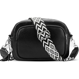 RFCBC-Sac à bandoulière en cuir pour femme - Élégant - Avec 3 compartiments - Petit sac à main moderne - Avec large bandoulière - Élégant - Neuf