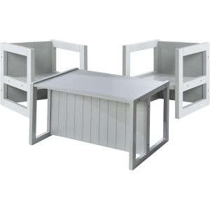 Chaise Enfant Blanche et R&eacute;versible sur 3 Hauteurs d'Assise - 30 x 30 cm - Capacit&eacute; max. 60 kg - Tabouret Enfant Style Campagne - Neuf