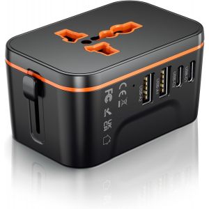 TIANYI-Adaptateur Prise Universelle voyage avec 2 USB A et 2 USBC,Travel Adapter International Chargeur Adaptateur Voyage Universel Mondial Tout-en-un Pour Concerner France vers USA UK EU Australie C - Neuf