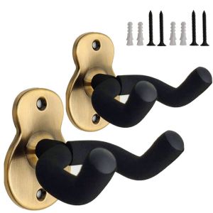 Lot de 2 supports muraux en métal pour guitare avec éponge de protection, compatibles avec tous types de têtes, guitares électriques, ukulélés, banjos et basses, rouge - Neuf