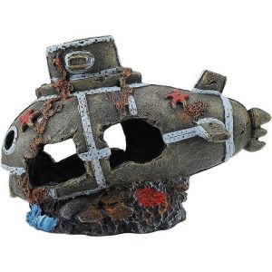 Bateau de p&ecirc;che en r&eacute;sine, d&eacute;coration artificielle endommag&eacute;e pour aquarium sous-marin - Neuf