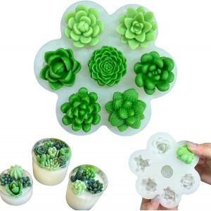 TIANYI-Succulente Moule 7 Pièces Moule Bougie silicone succulente decoration Fleur pour gateau silicone bougie fleur a savon fleur a MOULE pour - Neuf