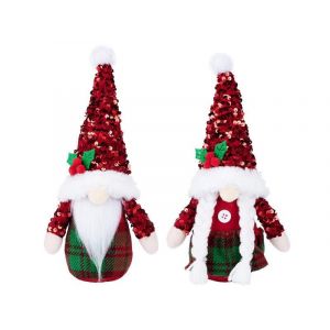 Lot de 2 nains de No&euml;l avec chapeau &agrave; paillettes &iquest; Poup&eacute;es en peluche sans visage pour d&eacute;coration de No&euml;l - Neuf