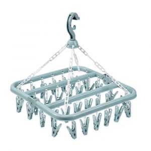 S&egrave;che Linge Le Cintre Avec 32 Clips, Pliable Pendaison Chaussette &Eacute;tag&egrave;re Pour La Lessive, Compact Et Portable - Neuf