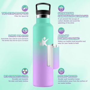 Gourde Isotherme 1l, &Eacute;tanche Sans Bpa, Gourde Isotherme, Double Paroi, Bouteille Isotherme, 18/8 Acier Inoxydable, Gourde Inox, Bouteille D'eau Pour Sport, Randonn&eacute;e, &Eacute;cole, Bureau - Neuf