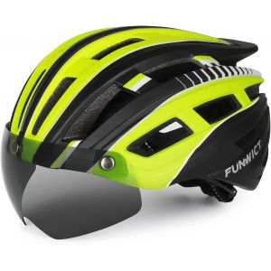 Subzonal-Casque Velo Homme Avec Lunettes Magn&eacute;tiques Amovibles Et Doublure Int&eacute;rieure Casque Vtt Feu Arri&egrave;re Led Avec Visi&egrave;re Pour Le Cyclisme Taille Ajustable 57-61 Cm - Neuf
