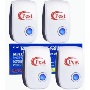 KALANKA-Répulsif Ultrason Anti-Rongeurs Insectes, 4 pcs Ultrason Anti Moustique Ultrason Souris et Rats, Intérieur Répulsif Électronique Insectes pour Souris, Rats Fourmis Araignées Moustiques - Neuf