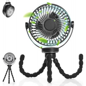 Ventilateur Portable 5200 mAh Mini Ventilateur Silencieux - 4 Façons d'Utiliser, 3 Vitesses, 3 Modes de Lumière, Rotation à 720° - Neuf