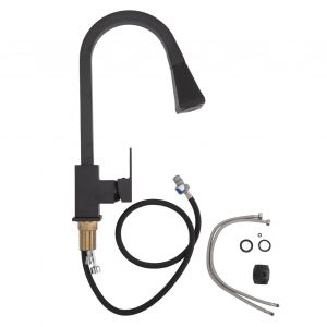 HJLIAN Robinet d'evier de cuisine 2 en 1 en acier inoxydable et laiton, robinet universel a tirette en forme d'arc, noir - Neuf