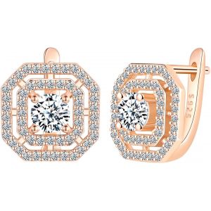 Kal-Boucles D'oreilles Géométriques Argent 925 Pour Femmes, Creoles D'oreilles Carré En Zircon Cubique, Boucles D'oreilles En Forme De Coussin Bijoux Pour Petite Amie Maman Fille - Neuf
