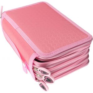 MAA-72 pièces Couleurs Crayon Stylo Affaire Sac Pochette Stationnaire avec Grande capacité Oxford Multicouche Crayon Organisateur (Rose) - Neuf