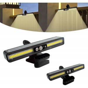 Lampe Solaire Exterieur, 2 Pcs Clip On Lumiere Solaires Exterieur &Agrave; D&eacute;tecteur De Mouvement, 3 Modes D'&eacute;clairage Lampe &Eacute;tanche Projecteur Solaire Ext&eacute;rieur Pour Jardin Cl&ocirc;ture - Neuf