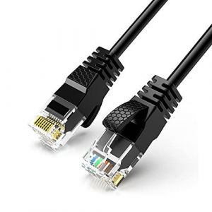 KAL-Ultra-Mince, Câble Ethernet Fil Lan Internet Haut Débit Cat6, Ethernet Cable 1Ghz Gigabit Rj45 Responsable Réseau Cordon De Raccordement (4M, Noir) - Neuf