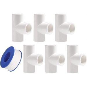 Raccords de Tuyaux Pression de Plomberie-6 Pieces 25 mm en PVC Raccords Adapteur de Tee Blanc pour Construire Heavy Duty Serre Cadre Meubles Connecteurs - Neuf