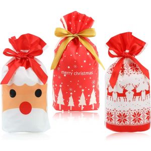 Lot De 30 Noël Sacs De Fête D'anniversaire, Sacs Cadeaux De Noël En Plastique Pochette Sachet Bonbon Anniversaire Pour Enfant Faveur De Noël De Fête Cadeau Emballage - Neuf