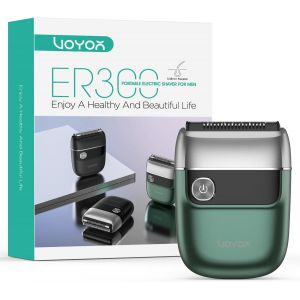 Mini Electric Shaver Mini Portable Electric Shaver Men Electric Shaver for Neck, Cheek and Head USB Rechargeable Suitable for Going Out or Traveling Men's Razor ER300 (Green) - Neuf