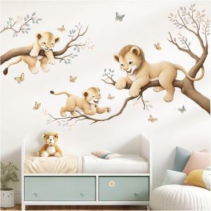 Graz Design Dl5027-03 Sticker Mural Pour Chambre D'enfant Motif Animaux De La Jungle Lions Branche Sticker Mural Boho D&eacute;coration Murale Pour Chambre De B&eacute;b&eacute; Safari - Neuf