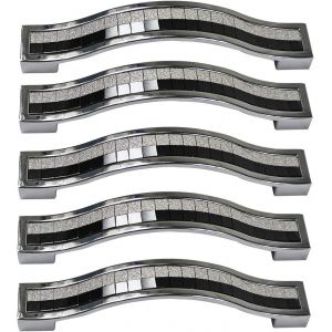 96MM-5PCS, Noir Blanc Strass Cristal Boutons de Tiroir en Europe Zine Style en Alliage de Meubles de Porte, Tirez la Poign&eacute;e de Commode Armoire de Cuisine Boutons - Neuf