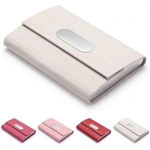 Blanc - Slim en Cuir Business Card Holder - porte-Cartes - porte-Carte de visite/Carte d'identité/porte-monnaie pour Hommes et Femmes - Neuf