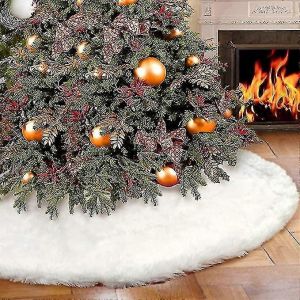 Jupe de sapin de No&euml;l enneig&eacute;e en peluche, tapis de d&eacute;coration hivernale - Neuf