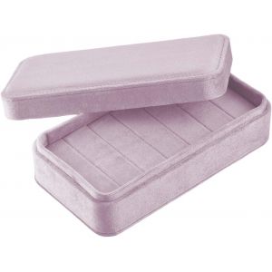 Bagues En Velours Présentoir Étui De Rangement Avec Couvercle Organisateur Anti-Poussière Boucles D'oreilles Boîte À Bijoux Pour Plusieurs Bagues, Violet - Neuf