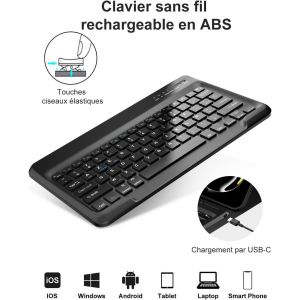 Étui Clavier Pour Samsung Galaxy Tab S10 Plus/S9 Plus/S9fe+ 12.4 Pouces, Clavier Azerty Sans Fil Amovible Pour Samsung Galaxy Tab S10+/S9+/S9fe+ 2024, Noir - Neuf