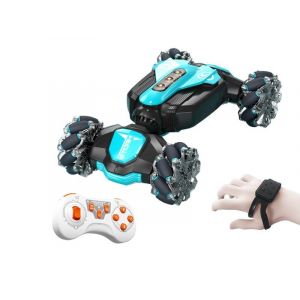 Voiture t&eacute;l&eacute;command&eacute;e bleue 2,4 GHz tout-terrain avec double t&eacute;l&eacute;commande et fonctions de cascade - Neuf