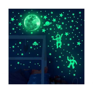 &Eacute;toiles et plan&egrave;tes phosphorescentes pour plafond &iquest; Stickers muraux d'astronautes magiques pour chambres d'enfants &iquest; Faciles &agrave; appliquer et &agrave; retirer - Neuf